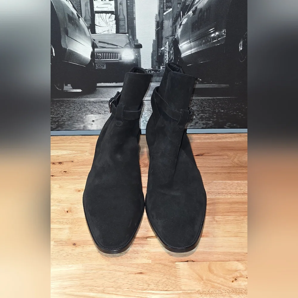 Saint Laurent Paris Wyatt Jodhpur harness boots in black suede EU 46 / US 13 - Picture 5 of 13